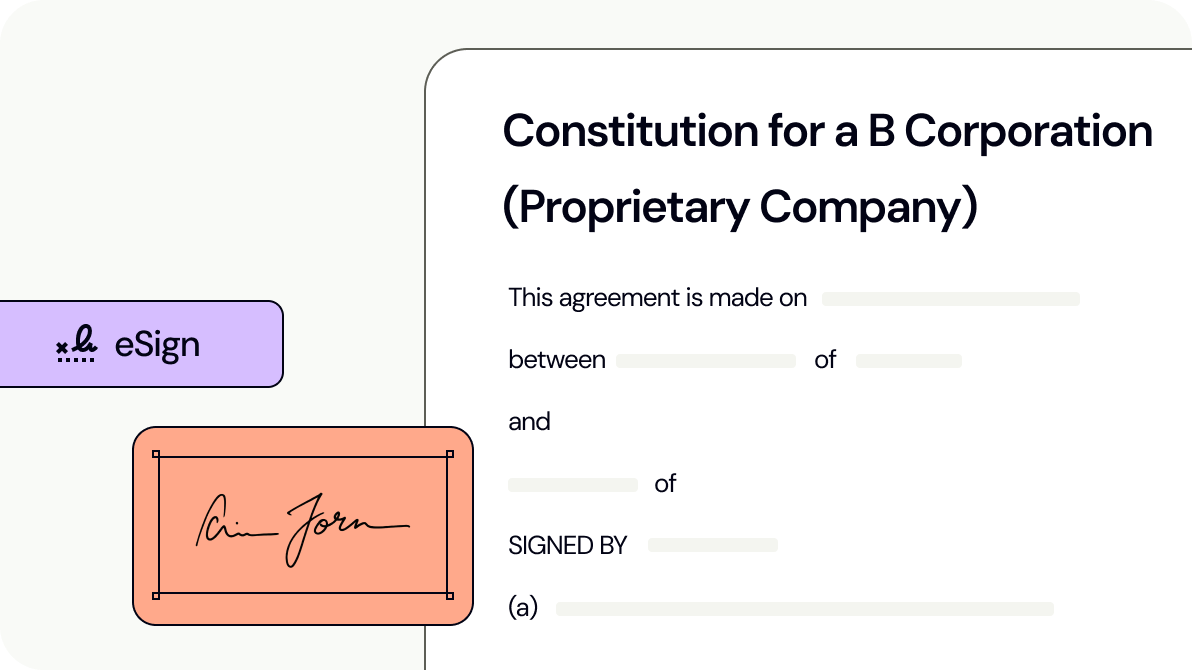 Constitution for a B Corporation (Proprietary Company)
