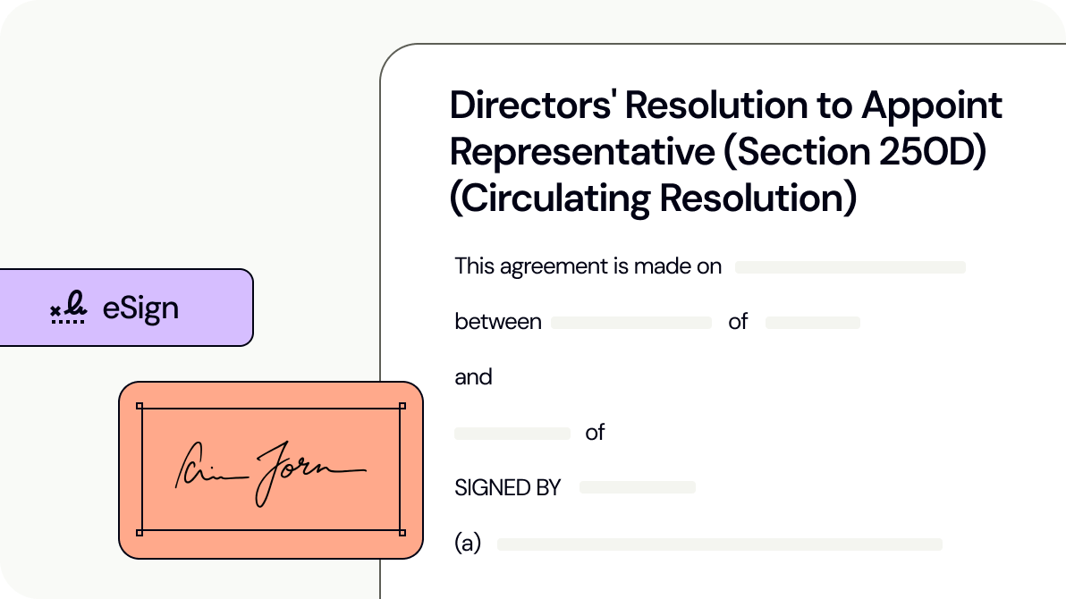 Directors' Resolution to Appoint Representative (Section 250D) (Circulating Resolution)