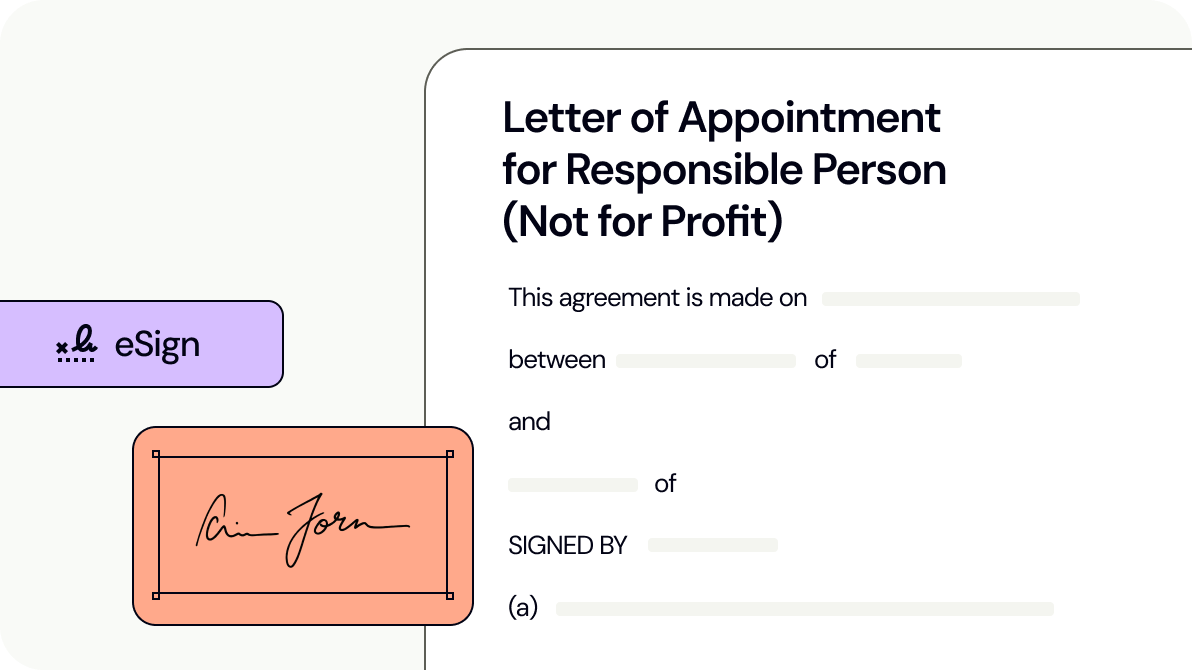 Letter of Appointment for Responsible Person (Not for Profit)